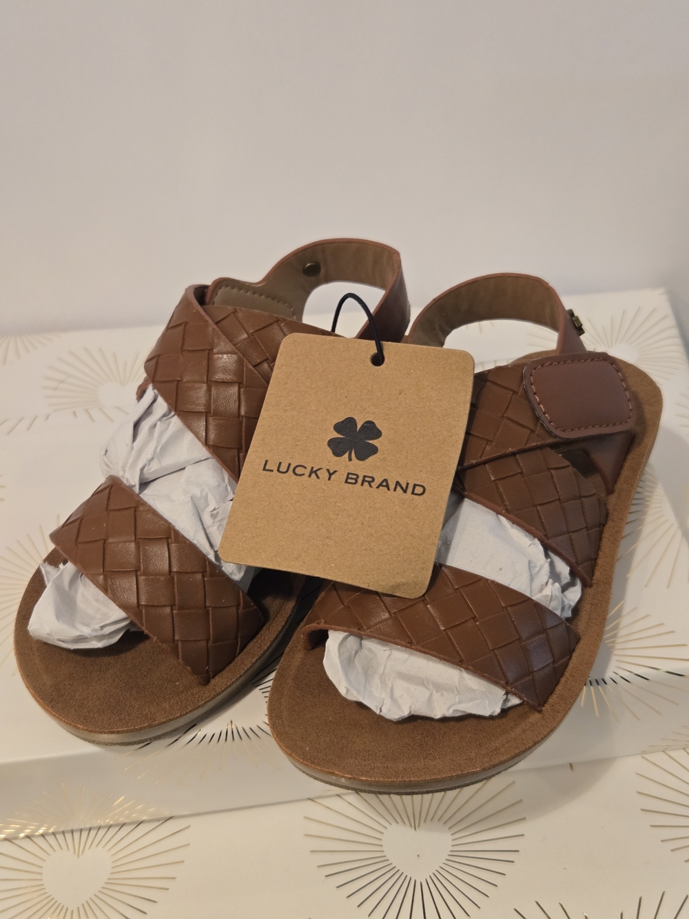 Lucky Brand Kids Brown Woven Strap Sandals